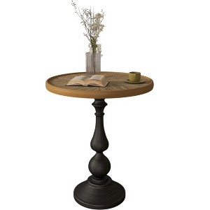 KTMBDW Wooden End Tables,Retro Side Table,French Country Accent Coffee Table,Modern Small Round Tea Table Pedestal Table for Living Room,Brown - 1 of 4