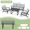 COWLOWN 4 Piece Gray All Weather Outdoor Sectional Patio Conversation Set with Grey Frame and Khaki Cushions, Ideal for Deck and Lawn - 2 of 4