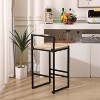 Okak 25" Paper Rope Woven Bar Height Stools with Backrest&Footrest Set of 2, Counter Stools for Dining Table&Kitchen Island, Natural - 3 of 4