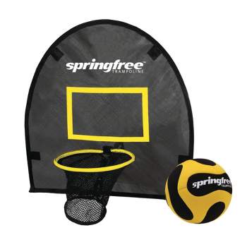 Springfree Trampoline Outdoor Jumping Basketball Backboard Game FlexrHoop Accessory Attachment with Inflatable Ball and Air Pump, Black