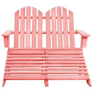 vidaXL Garden Chair White Fir Wood 2-seater Ergonomic Adirondack Chair - Pink - 1 of 4