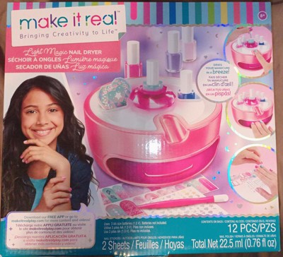 Make It Real - Light Magic Dryer and Nail Polish Set for Girls and Teens -  Includes 5 Nail Polish Colors, Nail Dryer, Nail Art Stickers, and Nail File
