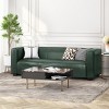 Elegant Green Upholstered 3-Seat Sofa with Tuxedo Design, Birch Wood Legs and Modern Block Silhouette for Living Room-Maison Boucle - 2 of 4