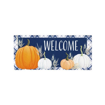 Evergreen Plaid Pumpkins Sassafras Indoor Outdoor Switch Doormat 1'10"x22"