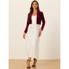 INSPIRE CHIC Women's Velvet Long Sleeve Shawl Neck Open Front Cropped Bolero Cardigan - 4 of 4