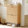 Fluted Shoe Storage Cabinet, Narrow Shoe Organizer with 2 Flip Drawers, a Drawer, Modern Shoe Cabinet for Entryway, Freestanding Hidden Shoe Rack - 4 of 4