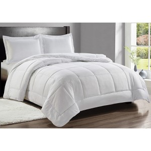 3 Piece Sheradian Hotel Collection Down Alternative Embossed Comforter Set - 1 of 3