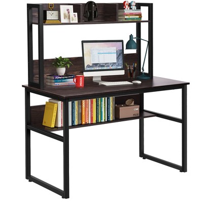 Bestier Computer Home Office Desk With Metal Frame, Hutch, Bookshelf, Under  Desk Storage, And Working Table For Small Bedroom Space : Target