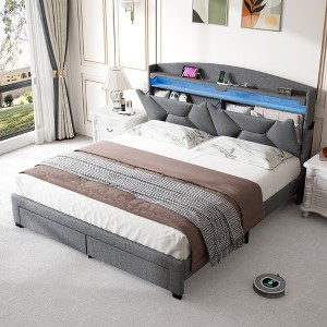 TiramisuBest Storage Headboard - Gray Fabric Design - 1 of 4