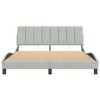 vidaXL Light Gray Queen Velvet Bed Frame with Headboard Cushion – Modern Waved Design, Plywood Slats, Soft Foam Back Support - 4 of 4