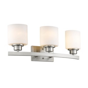 Chloe Lighting Aaliyah Contemporary 3 Light Brushed Nickel Bath Vanity Light Opal White Glass 23" Wide - 1 of 4