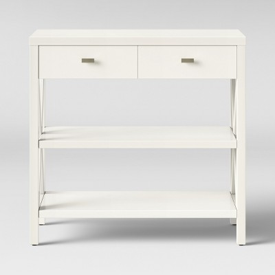 white sofa table with drawers