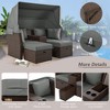 KWPZQEB Patio Outdoor Loveseat Sofa, 2-Seater Sofa with Foldable Awning and 4 Pillows, Sunbed Double Chaise Lounge for Garden, Balcony, Poolside, Gray - 4 of 4