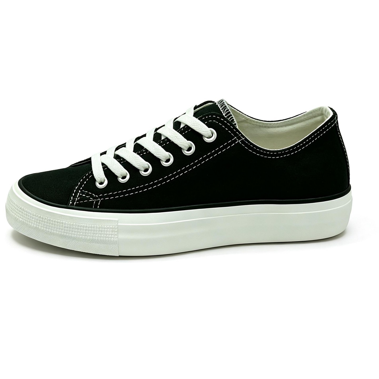 Мужские кроссовки Bangka Canvas Sneakers Classic Lace Up Fashion Casual Shoes, Black, цвет: Чёрный — фото 3