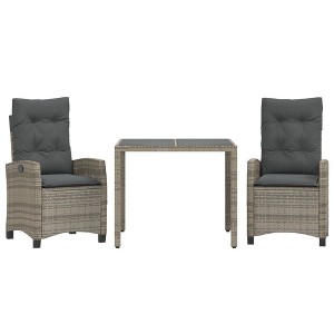 vidaXL Garden Dining Set Grey PE Rattan Medium Removable Covers - 1 of 4