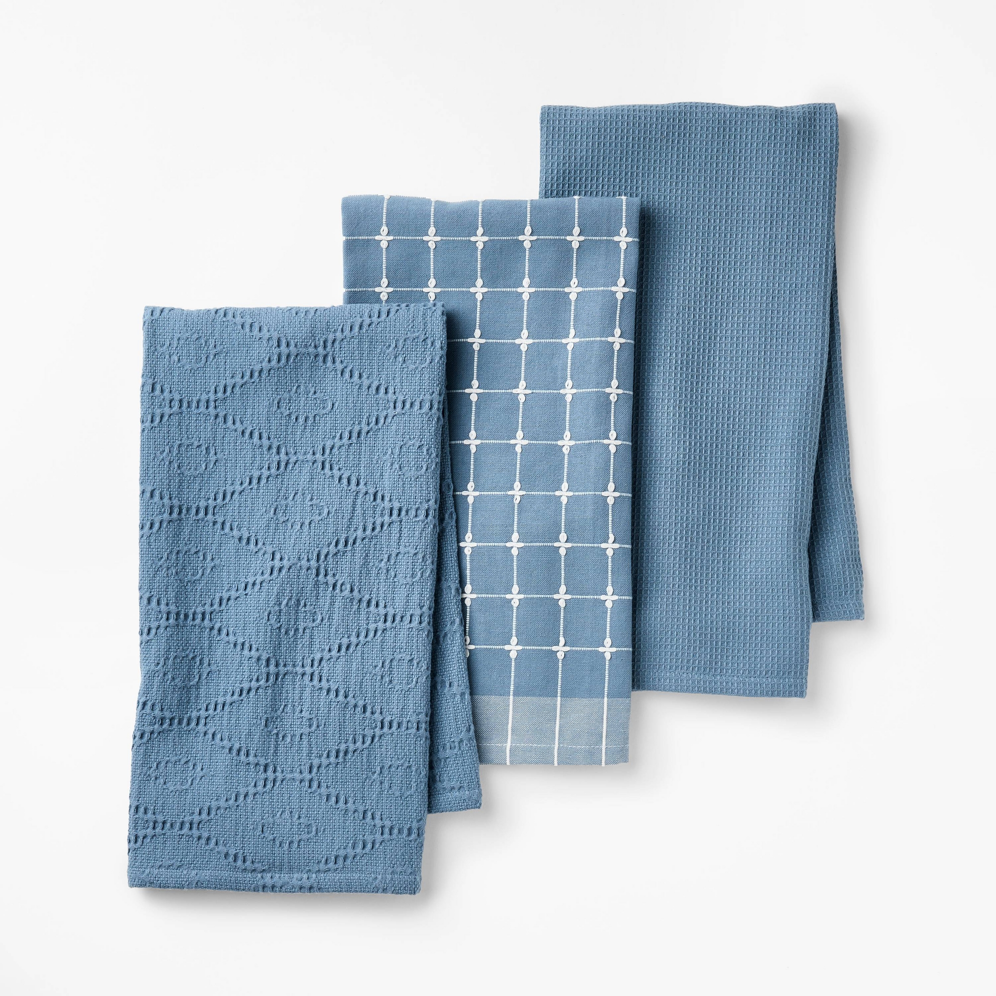 3pc Kitchen Towels Blue - Figmint™