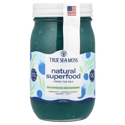 True Sea Moss Natural Superfood, From The Sea, Blue Spirulina and Raspberry, 16 fl oz (473 ml)