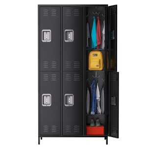 6 Doors Black Metal Office Storage Cabinet, Metal Lockers for Employees with 12 Hooks and 6 Shelves - 1 of 4