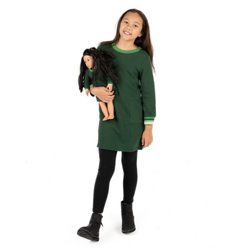 Leveret Girls And Doll Sweatshirt Tunic Dress Green 12 Year Target