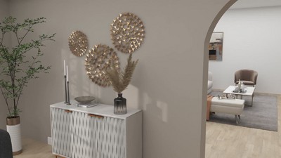 Set of 3 Silver Metal Starburst Wall Sculptures