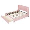 NicBex Queen Upholstered Platform Bed Frame with Wingback Velvet Headboard and 1 Drawer,Wood Slats Support,No Box Spring Needed,Easy Assembly - 3 of 4