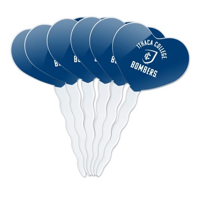 Ithaca College Bombers Logo Heart Love Cupcake Picks Toppers Decoration Set of 6