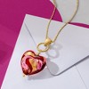 Ross-Simons Italian Red and Pink Murano Glass Heart Necklace in 18kt Gold Over Sterling - 4 of 4
