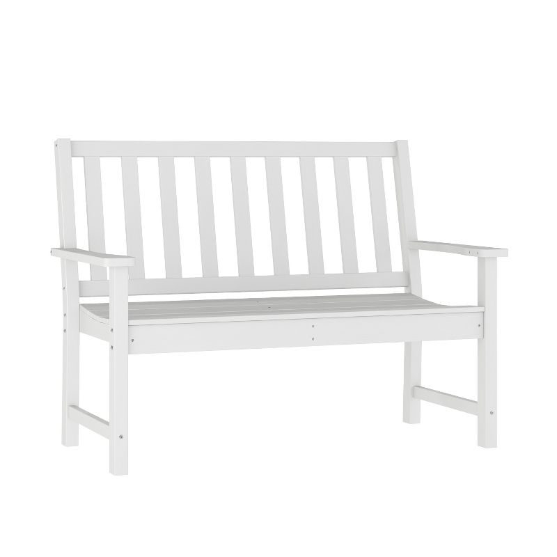 Flash Furniture Ellsworth Commercial Grade All Weather Indoor/Outdoor Recycled HDPE Bench with Contoured Seat, 1 of 10