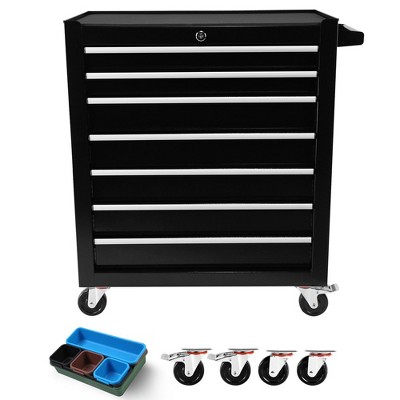 Tool Cart With 7 Organizer Tray Divider Set & Wheels, Large Rolling Tool Box Organizer For Garage, Workshop, Home Crafts
