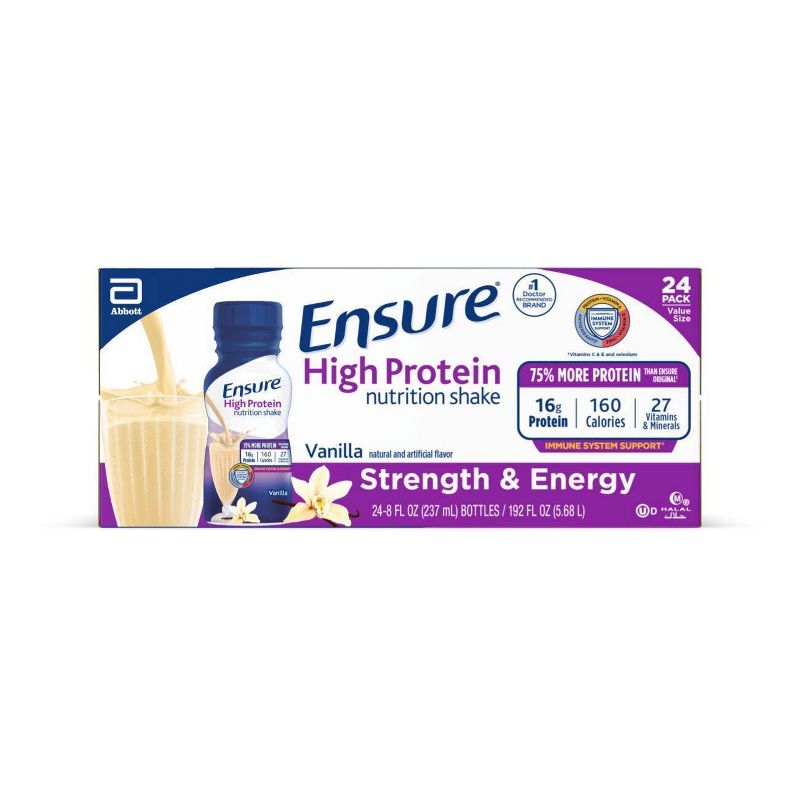 Ensure High Protein Nutritional Shakes - Vanilla - 24pk/192 fl oz, 1 of 12