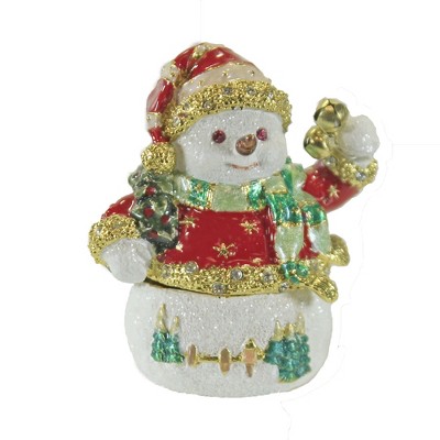 Hinged Trinket Box 2.5" Jingle Snowman Box Christmas Bell  -  Decorative Figurines