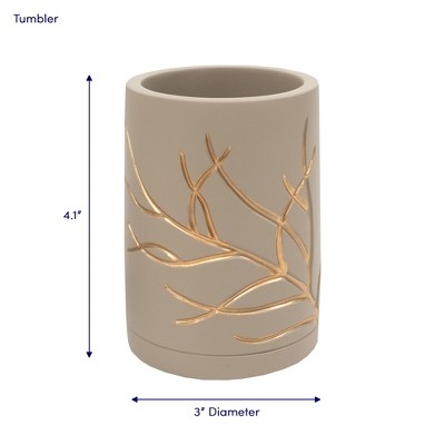 Taupe and Gold Concrete Circle Toothbrush Caddy