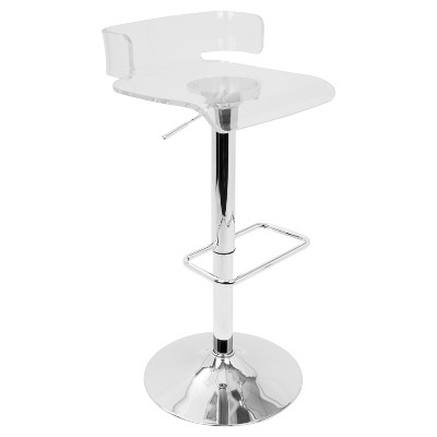 Pride Contemporary Adjustable Barstool Clear Acrylic