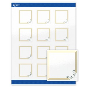 Avery 2" x 2" Labels, Gold Double Border with Florals, 120 ct - 1 of 4