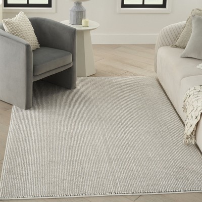 Ivory Mocha 5' x 7' Rectangular Synthetic Stripe Rug