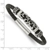 Black Bow Jewelry Stainless Steel & Black Leather Antiqued Bead Charm Bracelet, 8.25 In - 4 of 4