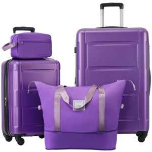 4-Piece Luggage Set,Expandable ABS Hardshell Luggage Sets Spinner 20 In/28 In  With TSA Lock,Travel Duffel Bag And Toiletry Bag-Cuddlewood - 1 of 4