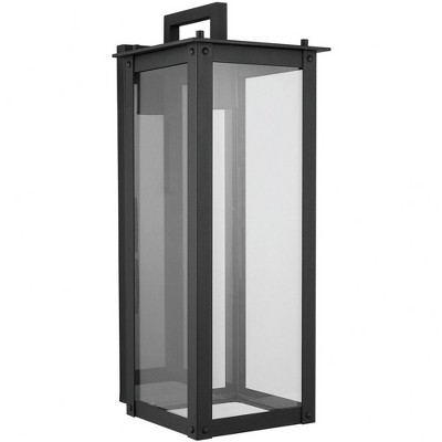 Black Aluminum and Clear Glass Outdoor Wall Lantern