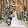 UNHO Hexagonal Wooden Wedding Ceremony Arch Arbor Backdrop for Garden Party Indoor Outdoor Autumn Theme Rustic Decorations - 2 of 4