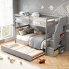 Tangkula Twin over Twin Wooden Bunk Bed w/ Trundle Storage Stairs Convertible - 3 of 4