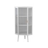 22.25" Floor Coner Cabinet,Three Tiers with Tempered Glass Doors and Storage Shelves for Bathroom, Living Room and Bedroom White - 3 of 4