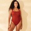 Women's Jacquard Square Neck High Leg Cheeky One Piece Swimsuit - Shade & Shore™ - 4 of 4
