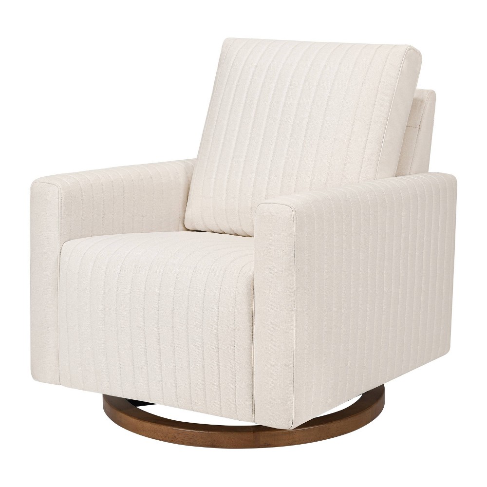 Photos - Chair Babyletto Poe Channeled Swivel Glider - Performance Cream Eco-Weave w/ Dar