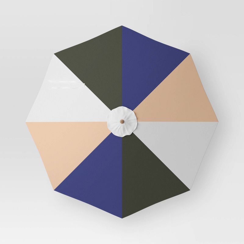 9&#39; Round Color-Blocked Outdoor Patio Market Umbrella Basil with Teakwood Pole - Threshold&#8482;, 5 of 7