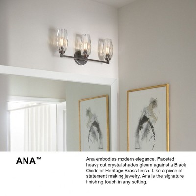Ana Black Oxide 3-Light Vanity with Faceted Crystal Shades