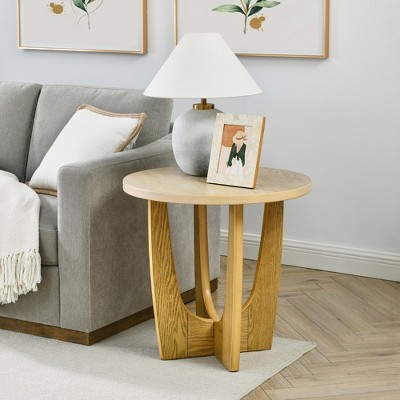 VYNXARIA 25" Round End Table, Wooden Side Table, Night Stand for Living Room ,Reception Room