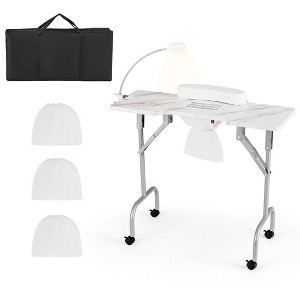 Tangkula Folding Manicure Nail Table w/ Electric Dust Collector LED Lamp Carry Bag - 1 of 4