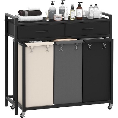 Heybly Laundry Hampers, 126L Laundry Basket with 3 Section Pull-Out Rolling Bags