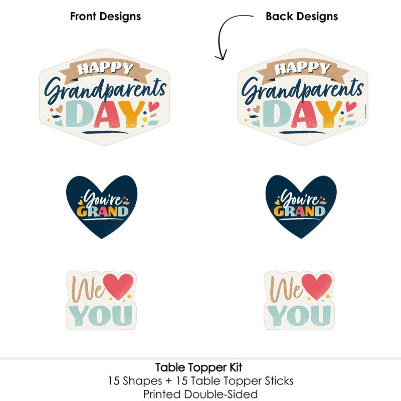 Big Dot of Happiness Happy Grandparents Day - Grandma & Grandpa Party Centerpiece Sticks - Table Toppers - Set of 15, 6 of 10
