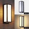 YANSUN 15.7 in. Black Cylinder Modern Integrated LED Indoor/Outdoor Porch Light Wall Lantern Sconce with White Shade - 3 of 4